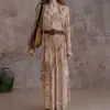 Em Estoque Vestido Fluido Ruched Cor de Névoa Rosa Selvagem Efeito Seda Vestido Floral Retrô Francês