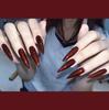 Unhas Postiças W007 Vermelho Brilhante Ponta Longa Estendida Pontiaguda Arte de Unhas Produtos Acabados 24 Peças Ano Novo Vendas Diretas da Fábrica Dropshipping