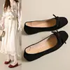 Zapatos de mujer talla grande 35-44 43 nuevos zapatos con lazo mujer 42 estilo coreano punta cuadrada boca baja planos zapatos de tela de guisante 41