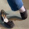 Sapatos Aumentadores de Altura Versáteis e Delicados Estilo Francês Fada 2025 Brisa de Fim de Tarde Verão Laço Novos Elegantes Versáteis Salto Alto