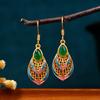 Pendientes de calcedonia natural con incrustaciones de esmalte de gota de diseño original de estilo chino que no se decoloran fácilmente, joyería de disfraz antigua de corte oriental