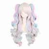 Pinza de garra Lolita doble coleta cabello largo rizado Lolita anime cosplay peluca para toda la cabeza multicolor fiesta vacaciones peluca