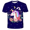 Transfronteiriço AliExpress novo bonito kawaii Unicórnio 3D impressão digital T-shirt das meninas t-shirt das crianças