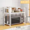Estante de Almacenamiento para Cocina, Estante para Horno de Microondas, Organizador de Escritorio, Estante de Especias Simple Moderno con Ganchos