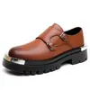 Zapatos de hombre, colección otoño 2026: negro, botas de trabajo estilo peluquero, botas Martin, zapatos metálicos de punta ancha, zapatos Derby de moda, estilo punk