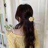 Pinza de Agarre a Cuadros Amarilla a Cuadros Flor para Mujer Semirrecogido Parte Trasera de la Cabeza Pinza Tiburón para Cabello Accesorios para el Cabello Elegantes de Alto Nivel