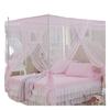 Cama de três portas cortina mosquiteiro novo lado Rosa têxtil Palácio de aço inoxidável mosquiteiro estudante respirável mosquiteiro superior quadrado