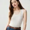 Camisola de Cachemira Bai Cai Rong Estilo Nuevo Primavera y Verano para Mujer Cuello Redondo Moda Ajuste Delgado Tejido Sin Mangas Chaleco Capa Interior Adelgazante