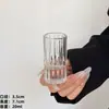 Copo Estilo Japonês Cortado e Gravado em Formato de Bala com Base Espessa, Copo de Destilados Starburst de Luxo Leve, Copo Gravado para Uso Doméstico, Copo para Licor