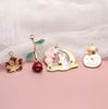 Tenedor cuchara de dibujos animados conejito principito rosa roja aleación colgante accesorios para joyería DIY colgante de llavero