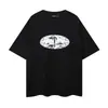 Camiseta Trapstar Clássica de Manga Curta Novo Estilo Estampa de Letras Leopardo Desenho Corte Solto para Homens e Mulheres Casais