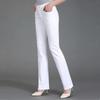 Jeans Bege Feminino 2024 Verão Fino Solto Cintura Alta Emagrecimento Estiramento plus size Meia-idade Mãe Calças Retas
