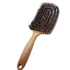 Peine Hueco de Cerdas de Jabalí Coreano para Estilo de Corona Alta Esponjosa y Costillas, Peine Masajeador Especial para Mujeres con Cabello Largo, Uso en Casa