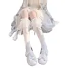 Calcetines de lolita dulces de primavera y verano para niña con lazo y ribete de encaje, calcetines lindos hasta la pantorrilla, calcetines de utilería para lolita