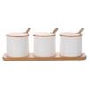 Amazon Transfronterizo en stock Tarro de Condimentos Traje de Cerámica de Bambú Suministros de Cocina Creativos Caja de Condimentos Juego de Tres Piezas de Lujo Ligero