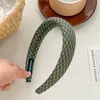 Diadema Retro Estilo Coreano Cuadros Desgastados Borde Ancho Diadema Versátil de Alta Gama Tejido de Esponja Accesorios para el Cabello para Lavar la Cara