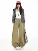 YECHUAN#Pantalones Marrones Mujer Petite Otoño Nuevo Estilo Retro Americano Sentido del Diseño Botones Jeans de Pierna Ancha