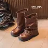 Botas de Algodão Infantis Novas de Inverno 2026 Moda Retro com Fivela Botas de Moda para Meninas