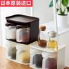 INOMATA caja de almacenamiento de condimentos importada caja a prueba de humedad para sal y polvo gourmet de cocina apilable condimento con cuchara acabado