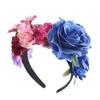 Nuevo Producto Transfronterizo Estilo Étnico Horquilla Diadema Europeo y Americano Novia Vacaciones Foto Accesorios para el Cabello Diadema de Flor de Rosa Simulada para Mujer