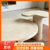 Conjunto de Mesa de Centro Cogumelo de Pedra Natural Pequeno Apartamento Estilo Wabi-Sabi Creme Mesa de Canto Pátio de Villa Mesa Lateral de Pedra