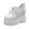 Zapatos de tacón alto para mujer de 12 cm, Zapatos de cuero genuino de primavera para mujeres bajitas, Zapatos para aumentar la altura, Zapatos casuales con plataforma de suela gruesa y diseño recortado