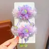 Diadema de Flor de Malla Floral para Niña Pequeña Colgante de Cereza Fresca Banda Elástica Peinado de Dos Chongos para Bebé Accesorio para el Cabello Dulce Versátil