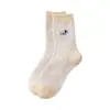 Calcetines holgados de lana bordados a dos agujas con cachorro, calcetines para mujer con bloques de color de animales, moda simple, deportivos, casuales, versátiles, estilo universitario