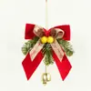 Nuevo Adorno Colgante de Piña Campana Lazo Decoración Navideña Cinta de Terciopelo Roja Verde Adornos de Agujas de Pino Colgante Decoración de Árbol de Navidad