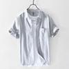 Linho Masculino Camisa de manga curta Linho masculino Casual Camisa de linho de algodão solto Primavera e Verão Camisa Exterior Wear