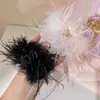 Peluche de Avestruz Pluma Negra Pinza de Agarre Grande para Mujer Clip para el Cabello Alto Nivel Tocado Pinza de Tiburón Pinza para el Cabello
