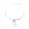 Colar Quadrado com Franja Masculino Luxo Leve Personalizado Tendência Elegante Doce Cool Zircônia Roxa Corrente para Suéter Feminino Joia de Alta Qualidade Versátil