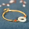Pulsera Yuexin de plata esterlina S925 con jade Hetian para mujer, anillo de jade, hebilla de la paz, temperamento elegante, joyería al por mayor de fábrica