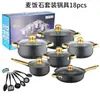 Juego de Utensilios de Cocina Antiadherentes Coloridos de Acero Inoxidable para Exportación 12 Piezas con Mangos Chapados en Oro, Olla para Sopa, Juego de Sartenes, Utensilios de Cocina, Vaporera