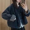 Chaqueta de Mezclilla Retro para Mujer, Ropa Holgada de Primavera, Nuevo Estilo Coreano, Diseño Elegante, Cuello Redondo, Dobladillo Rizado, Top a Cuadros de Manga Larga