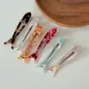 Presilha de Cabelo Pequena Pato Bico de Peixe Padrão Acetato Doce 2025 Novo Acessório de Cabelo Design de Nicho Presilha para Franja