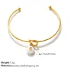 Estilo Retrô Europeu e Americano Colorido Divertido Pingente de Número Pulseira em Forma de C com Nó Banhada a Ouro 18K Doce Cool Color-Blocking Pulseira Aberta