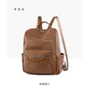 Bolso de Mujer Transfronterizo Nueva Mochila de Textura de Cuero Suave Estilo Coreano Moda Retro Mochila Escolar Simple Color Sólido Bolso de Viaje Trendy