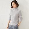 Suéter Gola Empilhada Novo Estilo Outono e Inverno 2024 para Mulheres, Camisa Base de Tricô Gola Alta Cor Sólida da Moda para Mulheres