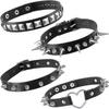 Collar de cuero estilo Harajuku europeo y americano, estilo punk rock negro, cadena para el cuello, gótico, con pinchos, conjunto de cuatro piezas a la moda.