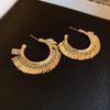 Pendientes de borlas metálicas circulares de personalidad exagerada exótica con forma de C de metal para mujer, pendientes de borlas con baño de cobre, pendientes de oro real