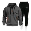 Conjunto de sudadera con capucha y cremallera multibolso para deportes de primavera y otoño transfronterizos, traje para hombre, casual, con estampado de letras