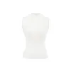 Colete de Tricô Sem Mangas Gola Meia-Alta Estilo Puro Desejo, Nova Moda Primavera Versátil Slim-Fit Cor Sólida Casual Base