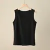 Camiseta sin mangas de algodón helado clase A para mujer, cuello redondo, fina, ajustada, elástica, con tirantes anchos, color liso, Ropa de verano para mujer