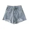 AliExpress Novos Shorts Jeans Femininos Europeus e Americanos Soltos de Perna Larga Hot Pants Cor Clara Finos Shorts para Meninas Atacado