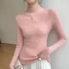 Suéter de Cachemira de Cuello Alto a Media Altura Listo para Usar de Primera Línea para Mujer 100% Cachemira Pura Rayas Aspecto Adelgazante Suéter de Punto para Vestir por Debajo