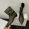 Botines de Punta Aguda Estilo Británico 2026 para Mujer Otoño Invierno Diseño de Tacón Bajo Botas Chunky Tacón Bajo Botas Martin para Mujer