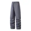 Calça esportiva fina masculina, perna reta solta, elástica, estampada, cintura com cordão, calça longa casual versátil de perna reta masculina