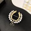 Broche de Espiga de Trigo com Pérolas Vintage Fivela de Lenço de Seda de Alta Qualidade Antirreflexo Versátil Pin Atmosférico Broche Acessórios de Vestuário