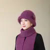 Gorros de Lana para Otoño e Invierno para Mujeres de Mediana Edad y Mayores, Gorros de Punto Cálidos para Abuela y Madre, Piel de Conejo para Proteger a los Mayores del Frío y Mantener el Calor